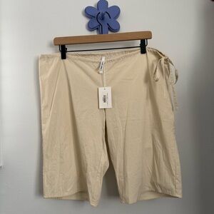 Brooke Callahan Medium NEW Tie Shorts Rice Cotton Poplin Oversized Neutral USA